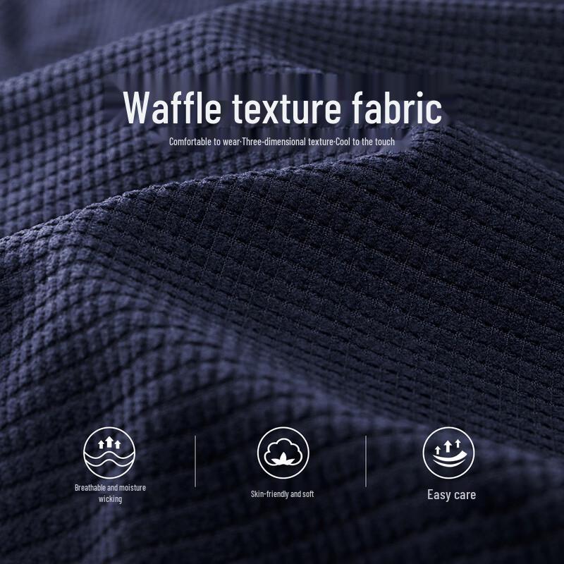 Shanshan Men's Waffle-Knit Round Neck Pullover Sweatshirt