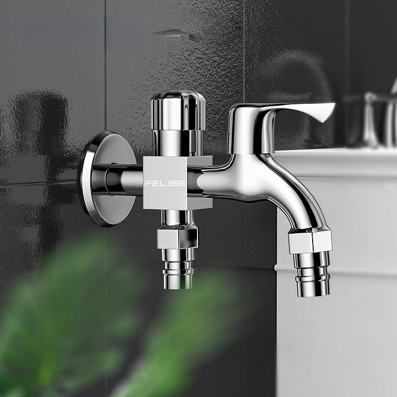 

Кран из нержавеющей стали для улицы, сада, морозостойкий, с двойным выходом для стиральной машины, уличный шланговый кран, для ванной комнаты серебряный