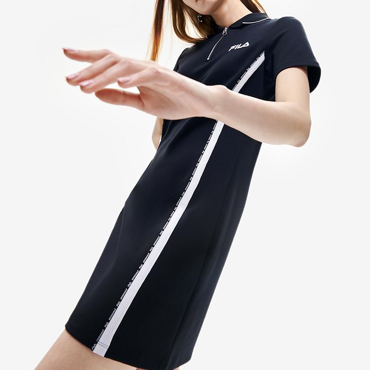 New FILA Short Sleeved Dress Women's Jet Black F11W229315FBK