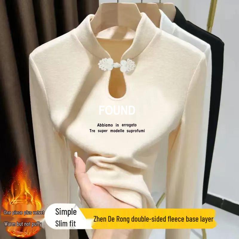 

Осенне-зимний женский топ с застежкой на пуговицы-лягушки, воротником-стойкой, длинными рукавами и принтом в виде капель воды S (under 80 jin) абрикосовый