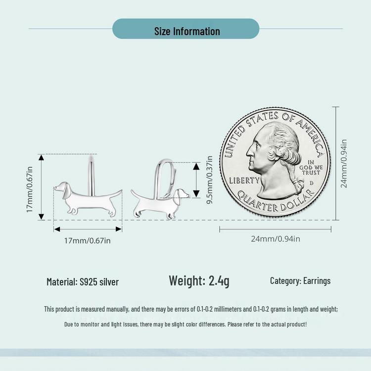 Yinziyun Dachshund Ear Cuffs: Cute S925 Sterling Silver Earrings for Women