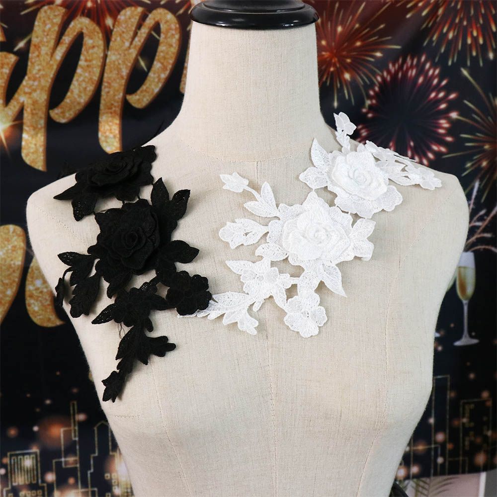 Garment Decoration Rose Flower Applique Lace Fabric Handmade Cloth Patch DIY Crafts Cloth Applique Dressmaking