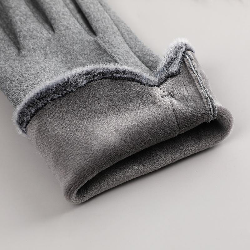 Winter women's gloves with touch screen for driving and cycling, thickened fleece for warmth and warmth, Korean version gentle