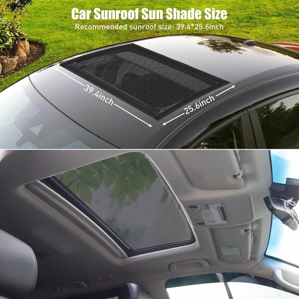 Kaskawise Car Sunroof Sun Shade,Magnetic Screen Breathable Mesh Cover For Camping & Parking,Quick Tall UV Protection Screen For Moonroof & Side