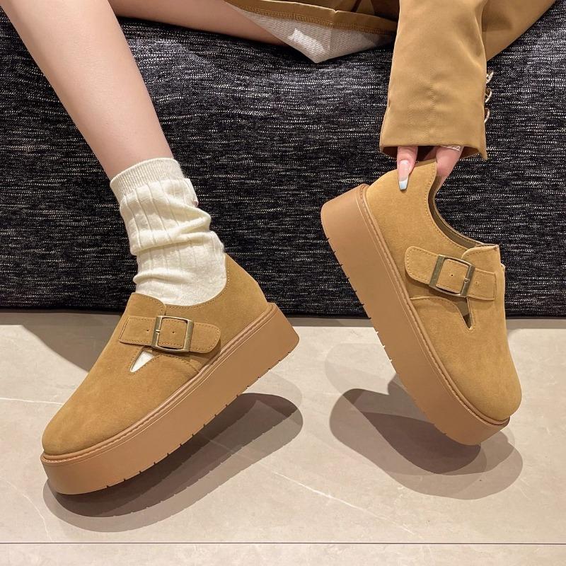 Platform Women's Shoes New Spring and Autumn Season One-pedal Lazy Shoes Height Increase Versatile Single Shoes