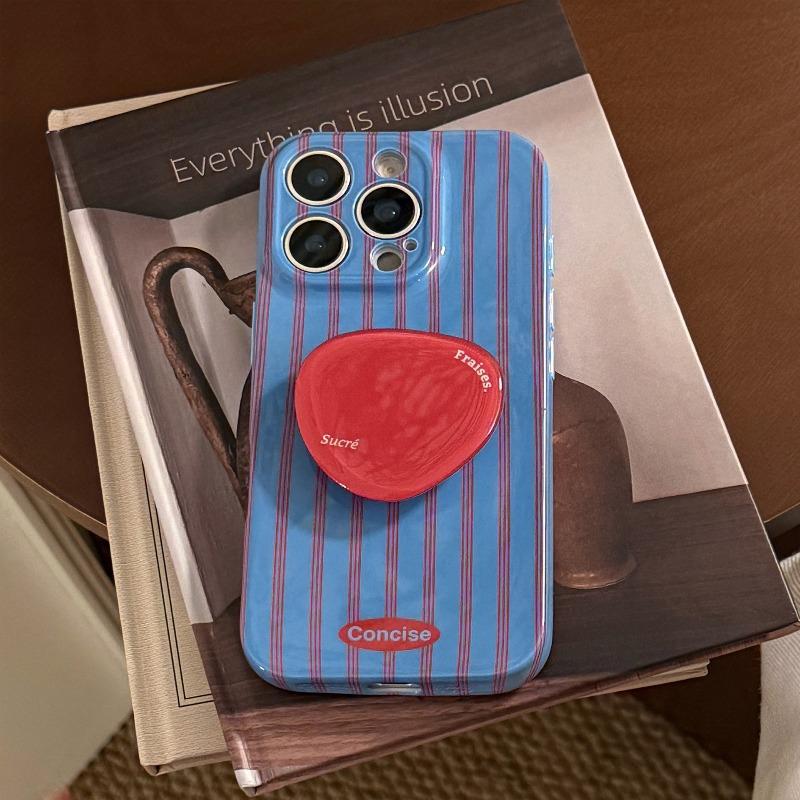 Phone Case - Red And Blue Striped Retro Individual Full Cover Hard Case for Iphone 16 Apple 17 Phone Case 15 Pro Max Film 14/13/12/11/Xr/7P