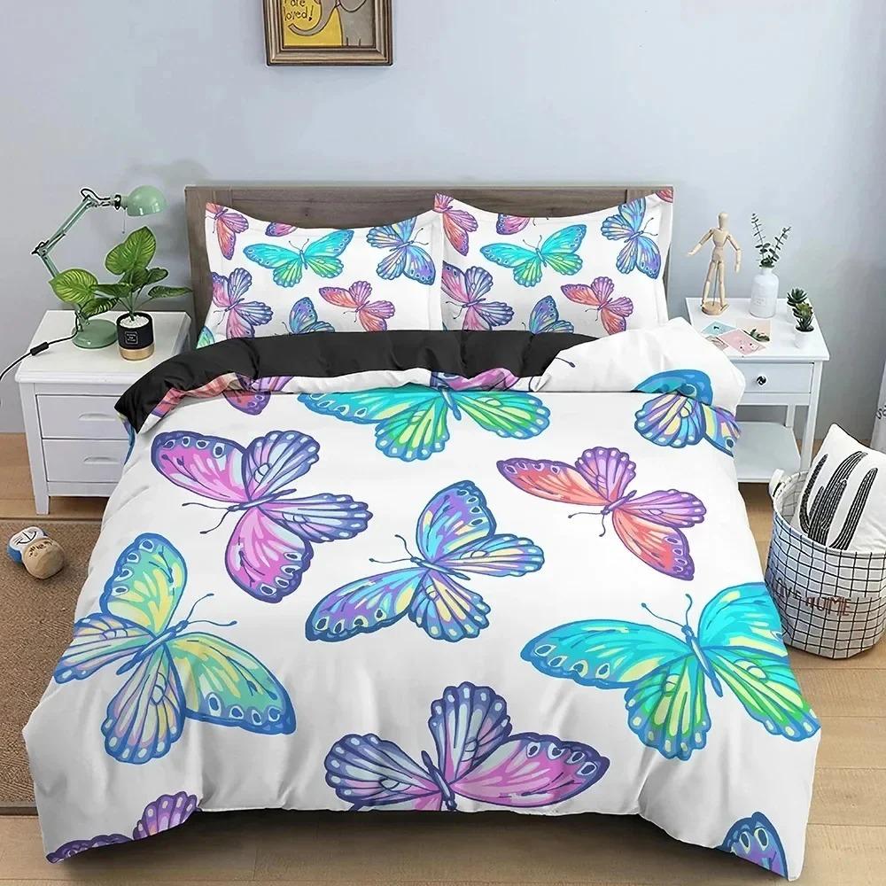 Butterfly Bedding Set Daisy Pattern Duvet Cover Bedroom Comforter Covers Single Twin King Size Quilt Cover Home Textile