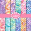 12 Sheets/Pack, Mermaid Fish Scale Material Paper, Small Fresh Color Hand Account, Hand-Cut Decorative Paper
