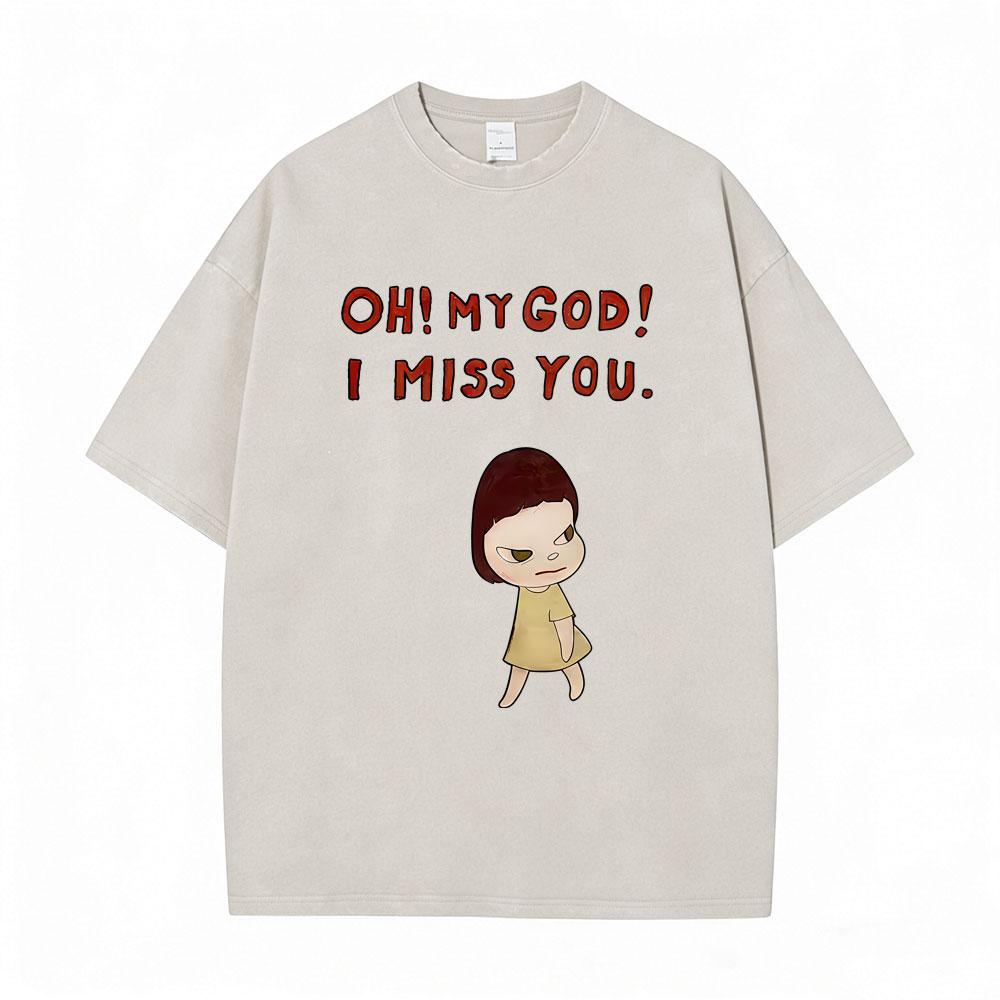 Hot Sale Yoshitomo Nara Vintage Washed Tshirt Men Women Casual Funny T Shirt Male Cotton Oversized Short Sleeve Tops Streetwear