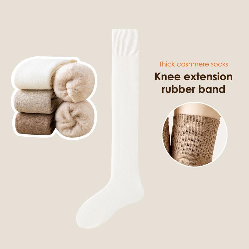 Calcetines largos y cálidos de invierno para mujer, de tubo grueso y alto, por encima de la rodilla, hasta la rodilla, de rizo, de color liso, gruesos, hasta la pantorrilla