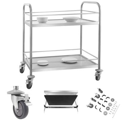 Royal Catering Stainless Steel Waiter's Trolley with Rails and 2 Shelves