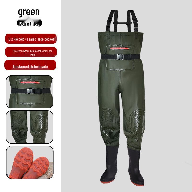 Heavy-Duty Waterproof Overalls: Thick, Wear-Resistant Half-Body Waders for Aquaculture.