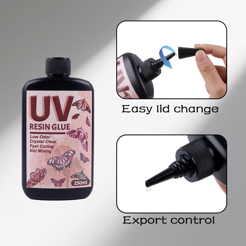 Harter UV-Harzkleber Kristallklar Ultraviolett Härtendes Epoxidharz UV-Kleber Solarhärtend Sonnenlichtaktiviert DIY Schmuckherstellungswerkzeuge