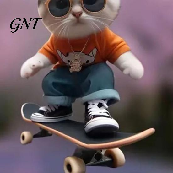 Lightweight Scratch Resistant Pendant Skateboard Cat Car Hanging Ornament, 2D Flat Acrylic Rearview Cute Vehicle Mirror Hanger Decor, Trendy Skate for