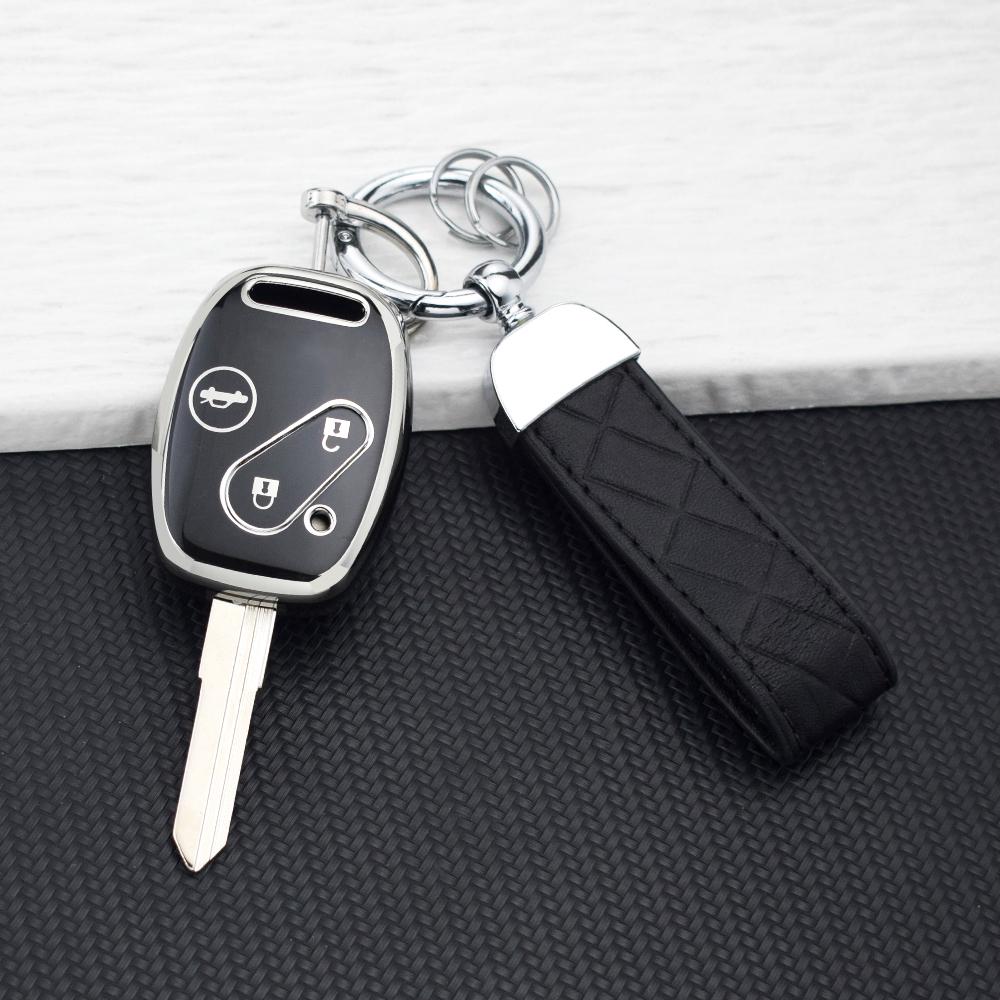 2/3/4 Button TPU Car Key Case Cover for Honda Fit CIVIC JAZZ CR-V Accord Pilot Freed StepWGN Insight Key Shell Bag Key Chain Set