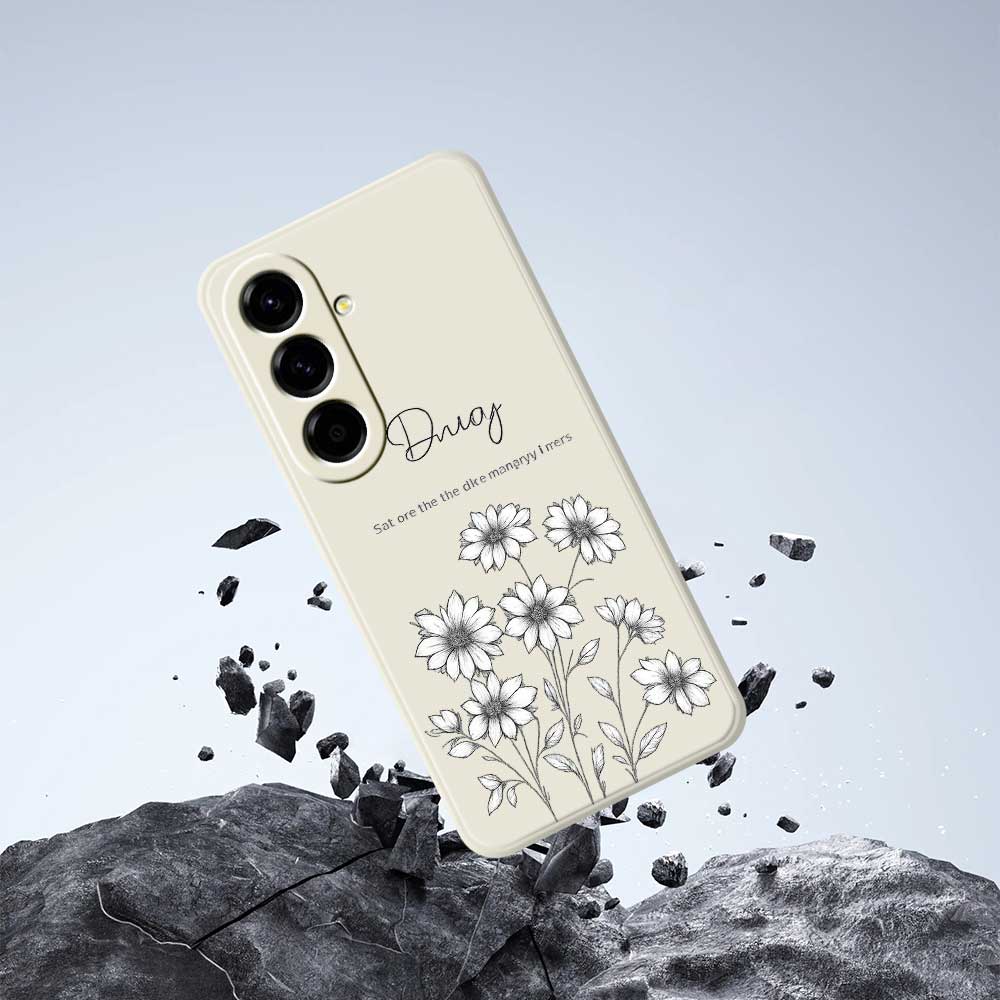 For Samsung Galaxy A56 5G Case Sketch Flowers Pattern Printing Straight Edge TPU Phone Back Cover