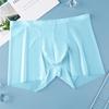 Men Summer Shorts Briefs Mid-rise Elastic Waist Thin Underwear Transparent Seamless Solid Color
