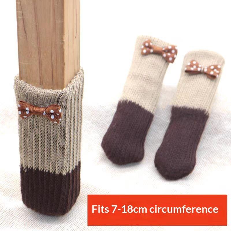 Table Chair Foot Cover Pad Protective Stool Foot Cover Leg Cover, Double-layer Thickened Knitted Chair Foot Cover Silent Non-slip Foot Cover