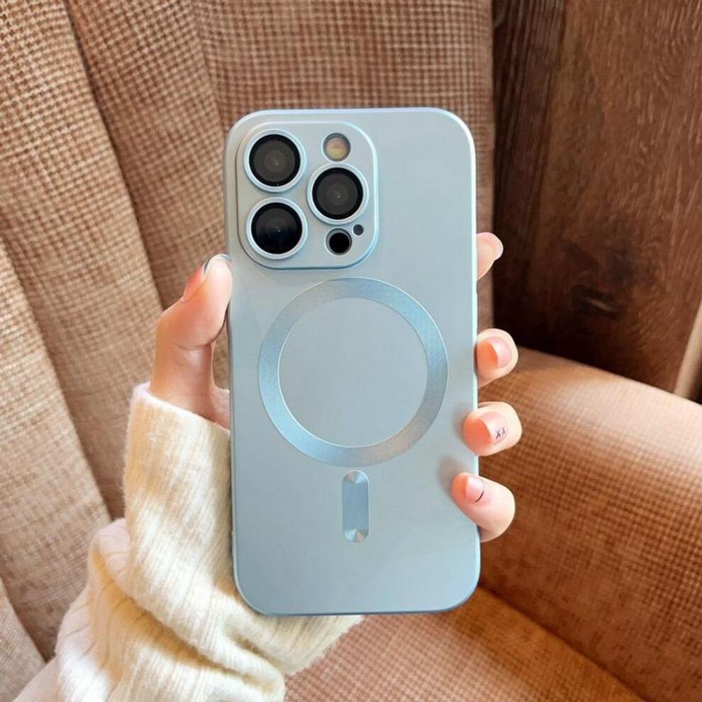 (Bleu ciel, Pour iPhone 13) Coque de chargement sans fil Magsafe de luxe pour étui de téléphone Housse à pare-chocs magnétique souple