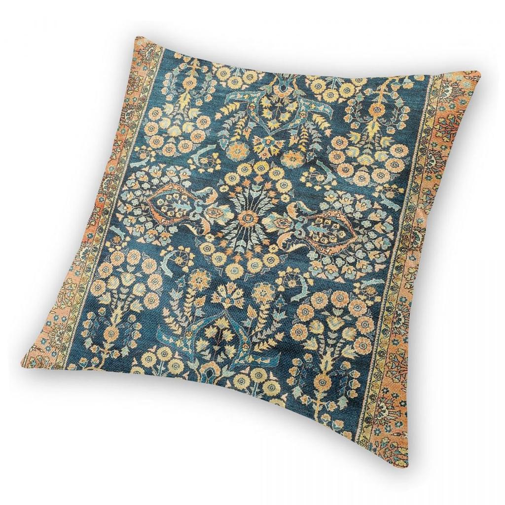 Sarouk Antique West Persian Rug Pillowcase Polyester Linen Velvet Printed Zip Decorative Car Cushion Case 18"
