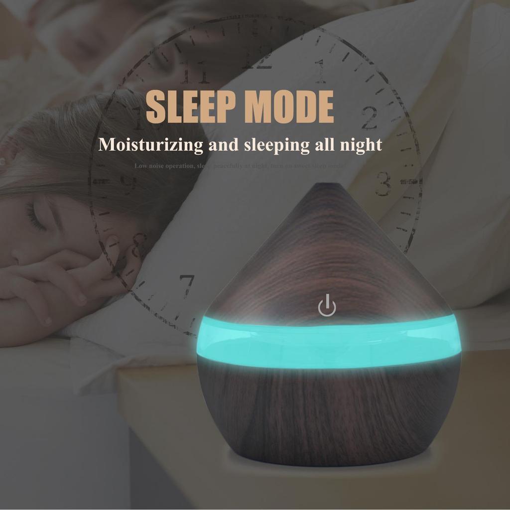 300ml Wood Grain Ultrasonic Aroma Diffuser, Essential Oil Humidifier with Seven-Color LED for Home and Office.