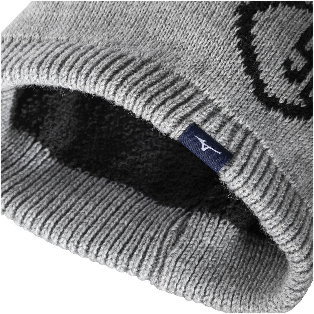 Mizuno Breath Thermo Single Knit Cap 52 Logo Beanie, Heather Gray, Free (55–59 Cm)