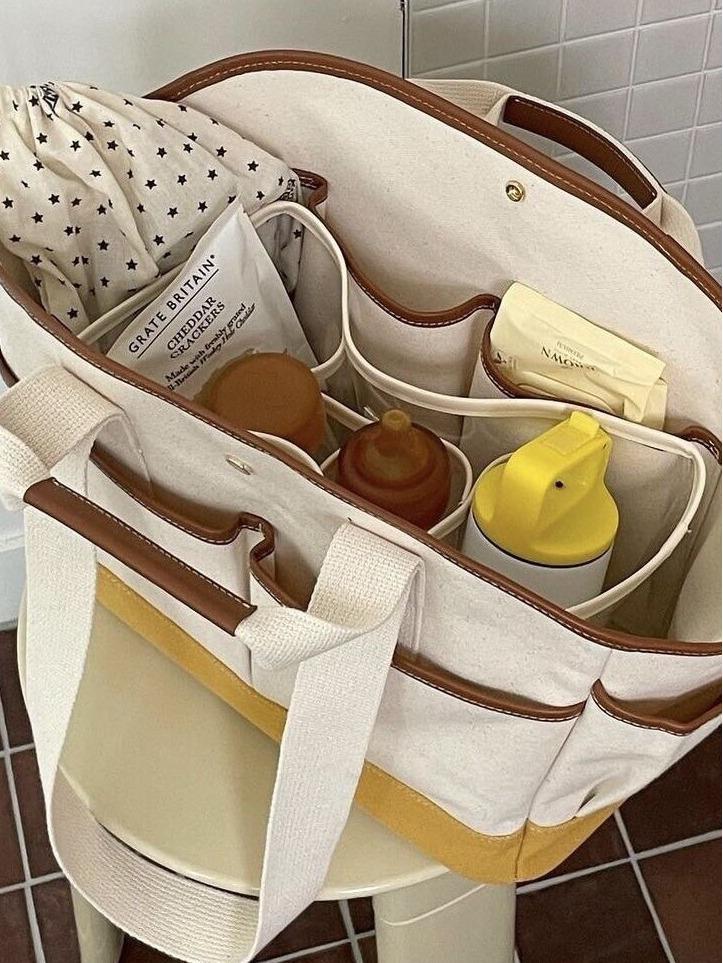 Korean Large Capacity Versatile Canvas Mommy Bag - Lightweight Crossbody Tote for Mother and Baby