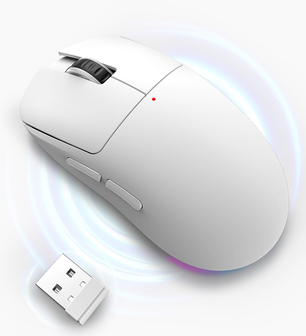

Бездротова Bluetooth Ігрова Низька Затримка RGB Оптична 5 Сумісна з та Більше Миша, Ультралегка 75 г, 1 мс, Ультрашвидка, Міцна, 8000 DPI, Type-C, білий