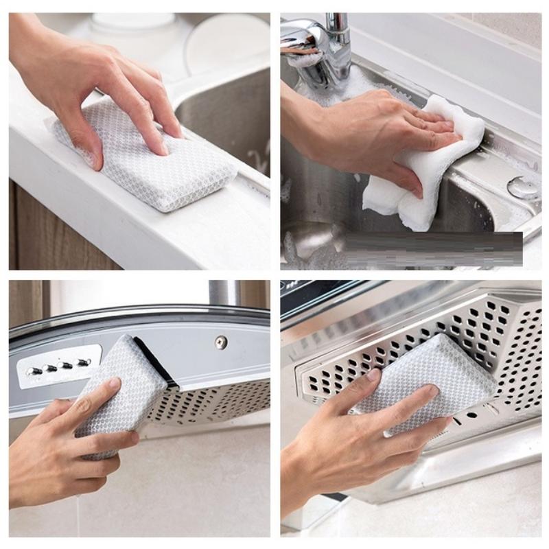 5/10 Pcs Dish Sponge Non Stick Scouring Pad Cleaning Supplies Resilient Net Foaming Easily For Pan Bowl Sponges Scouring