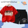 Kinderkleidung Sommer-Outfit Katseye Girlgroup Bedrucktes Rundhals-Kurzarm-T-Shirt Mode Lässiges Kombinations-Shorts-Set