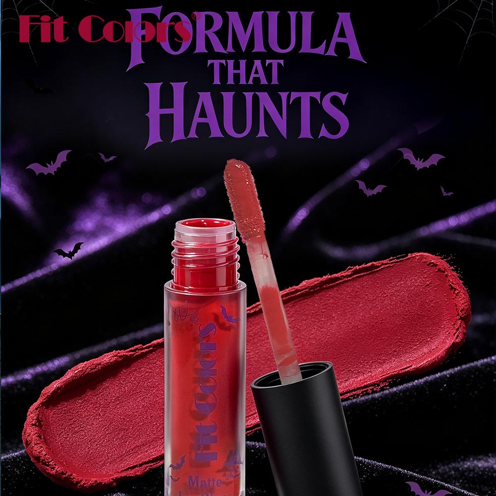 Fit Colors Matte Lip Gloss Set 6 Pcs Waterproof Long Lasting Liquid Lipstick Vivid Bold Colors Halloween Gothic Makeup Lip Tint Cosmetics