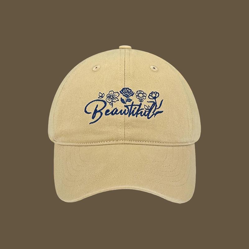 Flower Letter Embroidery Spring And Summer Baseball Cap Women S Fashion Casual Versatile Cap Sun Hat One size fits all хаки