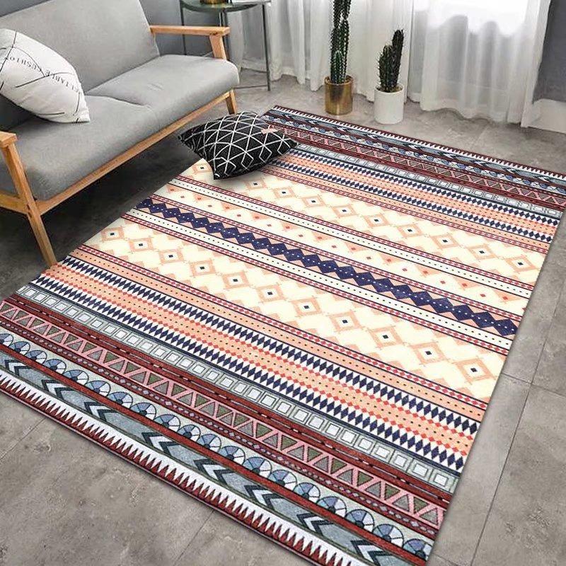 Bohemian Flannel Area Rug Non-Slip Living Room Carpet Vintage Pattern Floor Mat for Cozy Bedroom Home Decor Its Very Beautiful