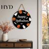 Decorative Halloween Plaque Hanging Door Sign, Wooden Front Hanger Wreath, Cute Party Sign Ghost Welcome for Porch Wall Indoor Home Decoration Spooky