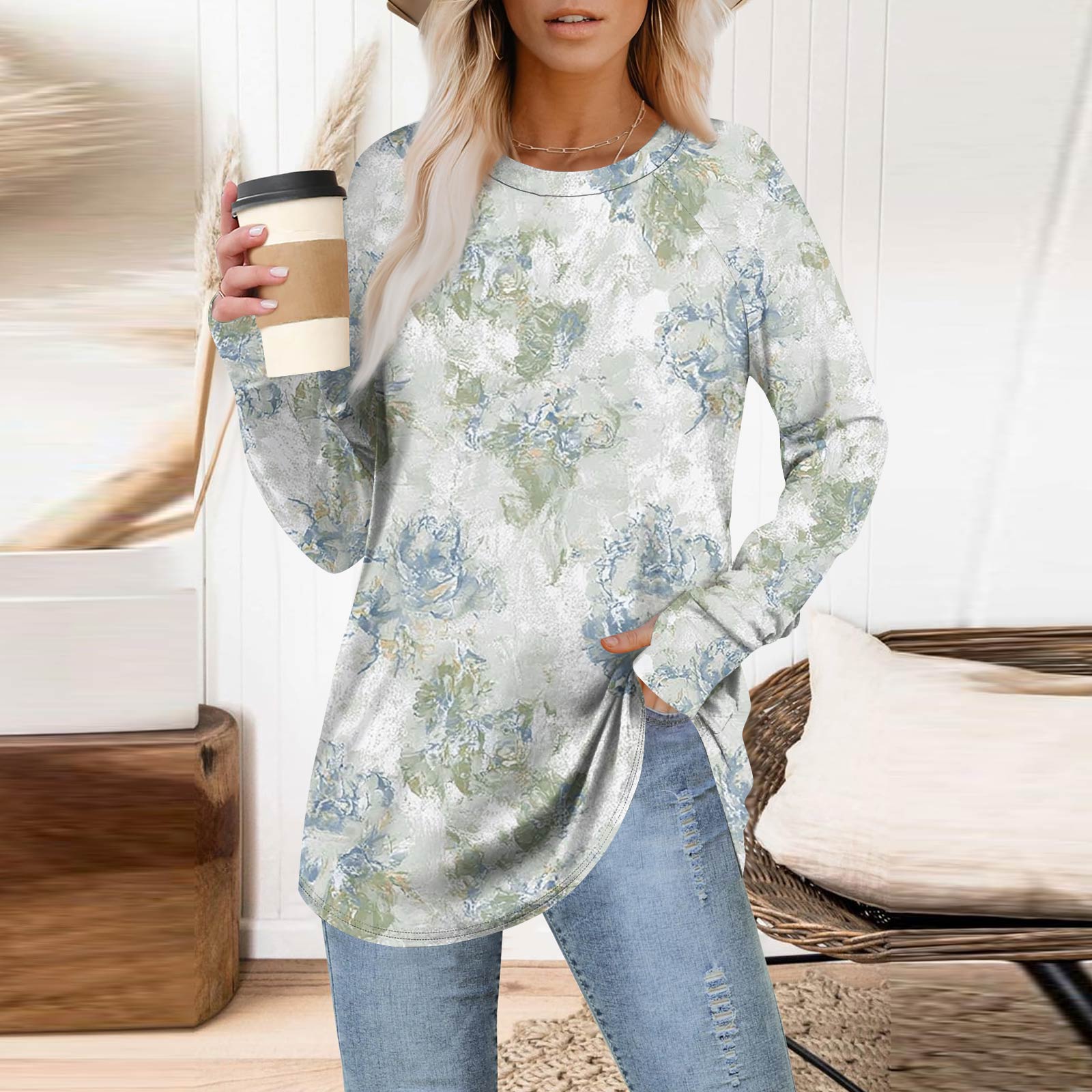 

Женская толстовка большого размера с графическим принтом, длинный рукав, спущенное плечо, круглая рубашка, топы, винтажная одежда XXXL