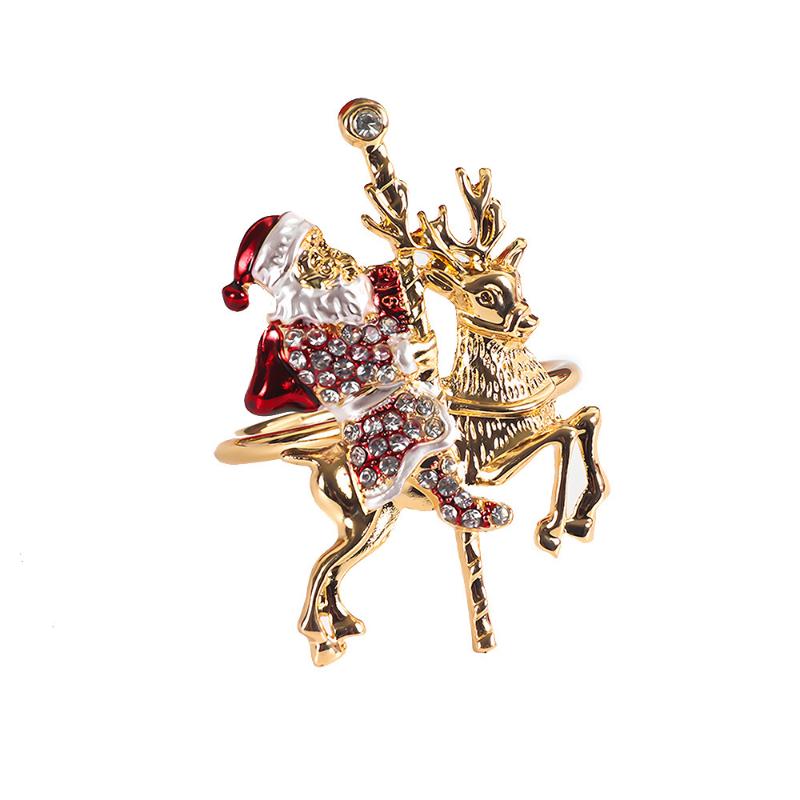 Christmas Napkin Rings Xmas Tree Snowflake Deer Nutcracker Napkin Holder Metal Napkin Buckle For Christmas Party Table Decor