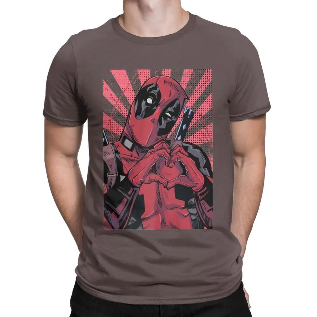 Deadpool Closed Hand Heart T-Shirts Men Disney Amazing Pure Cotton Tees Short Sleeve T Shirt 4XL 5XL Clothing