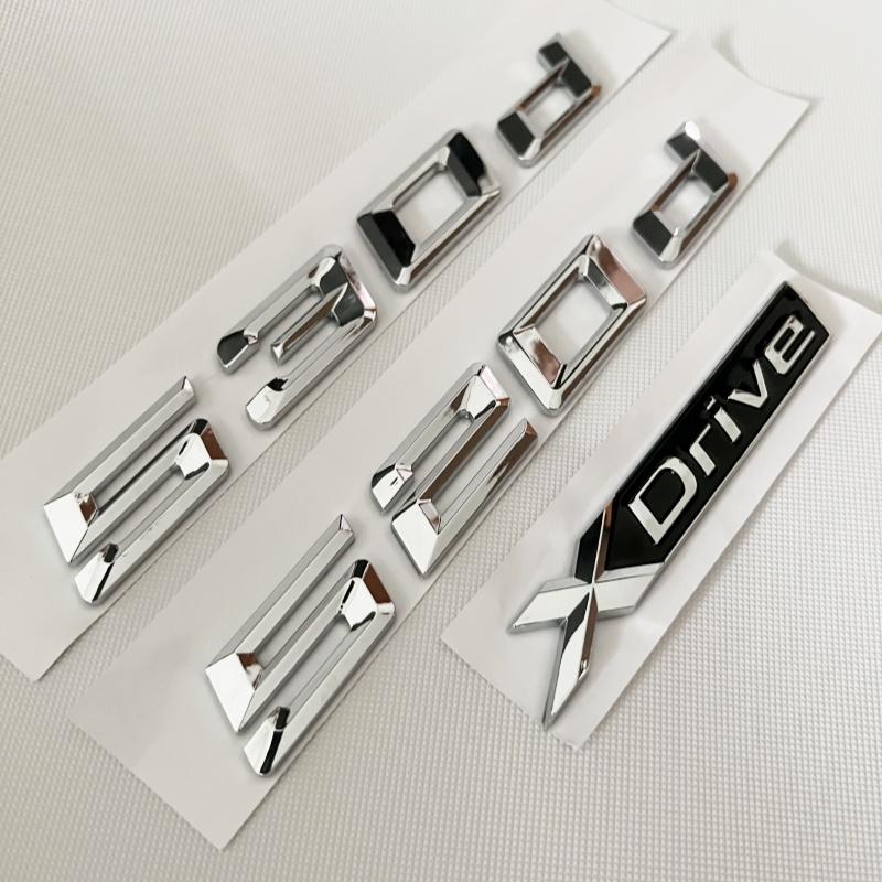Chromové Logo 520d 530d Xdrive Znaky Samolepky 3D Písmena na Kufr Auta Odznak Samolepka Pro BMW 520d E60 E61 E39 F10 F07 G30 Příslušenství