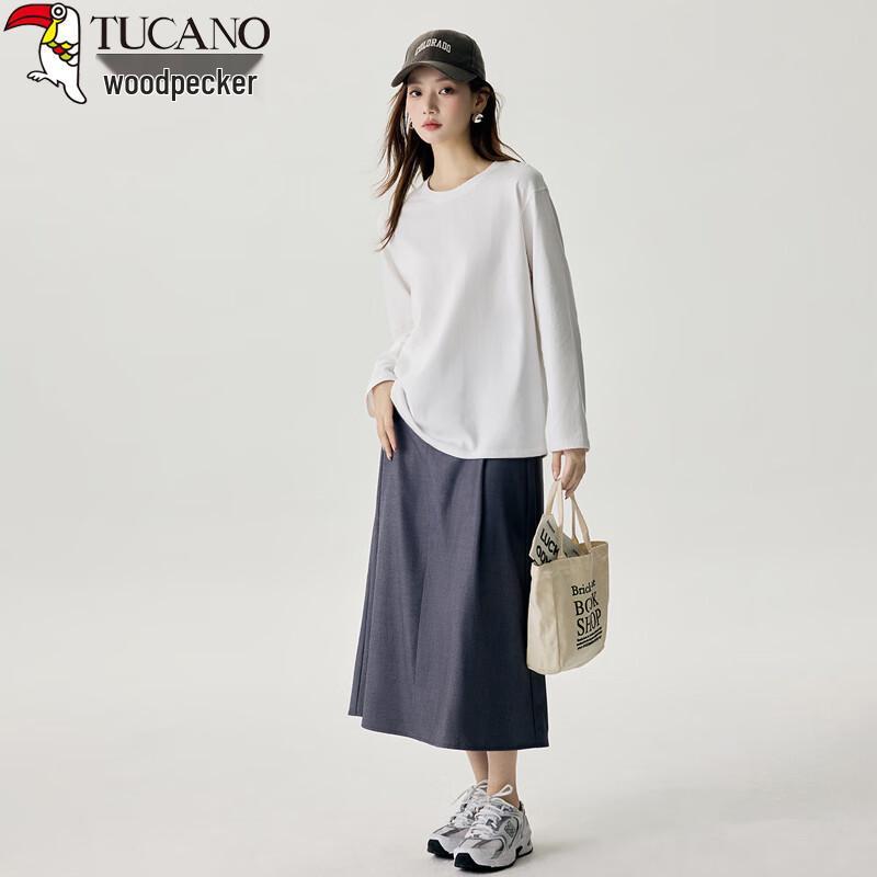Woodpecker Women's 100% Cotton Basic Round Neck Long Sleeve T-Shirt