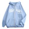 226 Gothic Print Zip Up Hoodie Unisex Women Casual Fall Winter Loose Fit