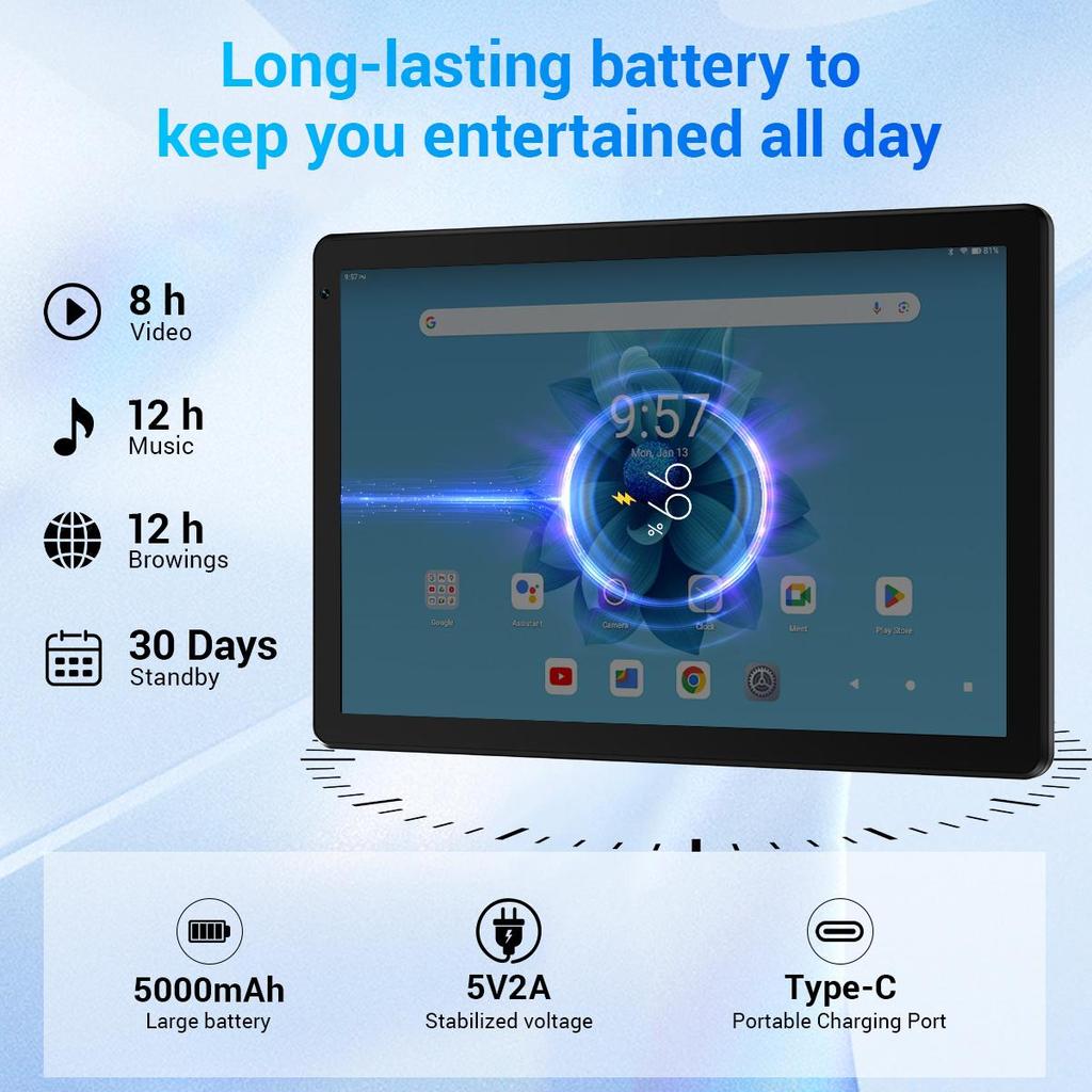 Home Tablet 10.1 Inch Android 16, 30GB RAM+128GB ROM, WiFi 6, Family Entertainment Tablet