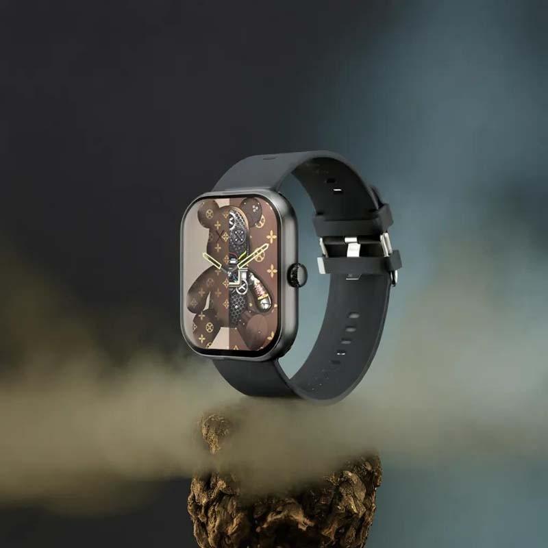 Montre Connectée Cadran Noir 2 Bracelets Silicone Noir Et Kaki Inwatch Ii Black Iconic