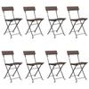 VidaXL Chaises de bistrot pliantes 8pcs Marron Résine tressée et acier 3152117