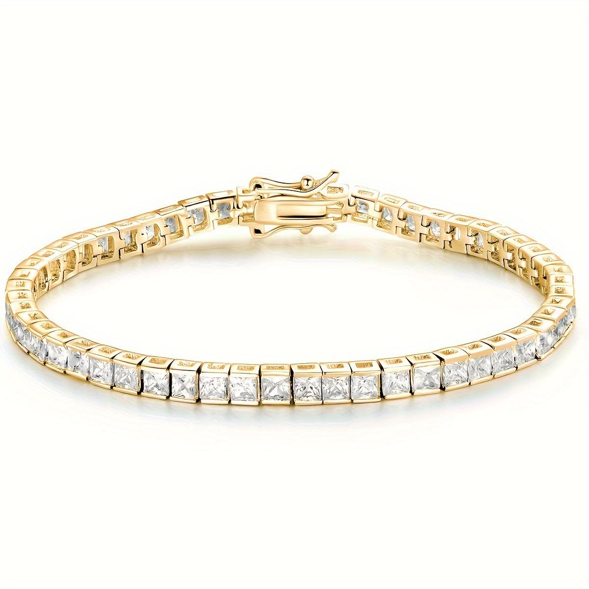 European and American full diamond zircon tennis chain men s and women s high-end bracelet hip-hop bracelet jewelry men s and women s light luxury 6.5inch (16.5cm)