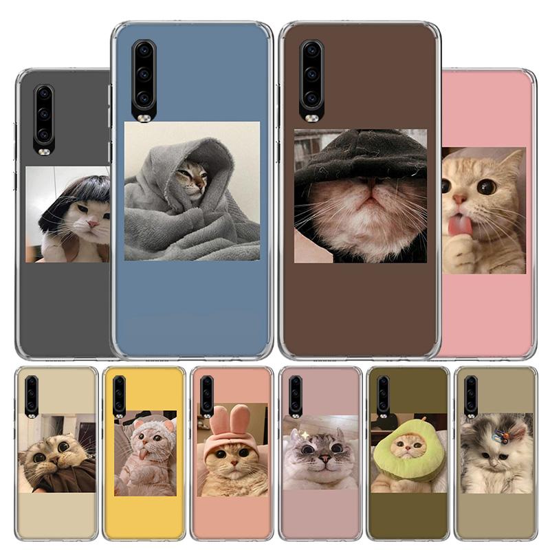 

Забавный супер милый кот, милый чехол для телефона для Huawei P30 P20 P10 P40 P50 Pro Mate 20 40 30 10 Lite, популярные Fundas Art