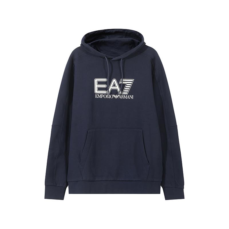 Emporio Armani EA7 Logo Printed Hooded Casual Sports Suit Fleece Version Men Suit Navy-Blue 6DPV65-PJVTZ-1562