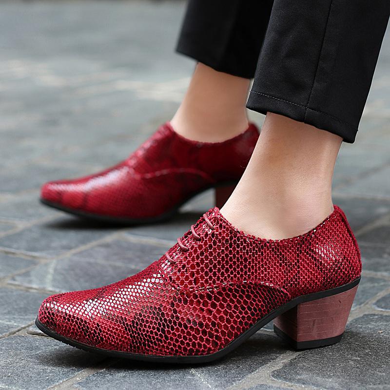 

New heightening pointed leather shoes men s casual shoes high heel size 38-44 leathershoes 44 червоний