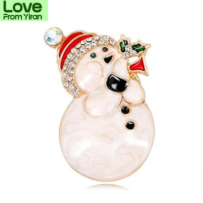 Lovely Snowman Brooches Creative Cute Cartoon Figure With Rhinestone Hat Brooch Pins Children 'S Kids Christmas Gifts