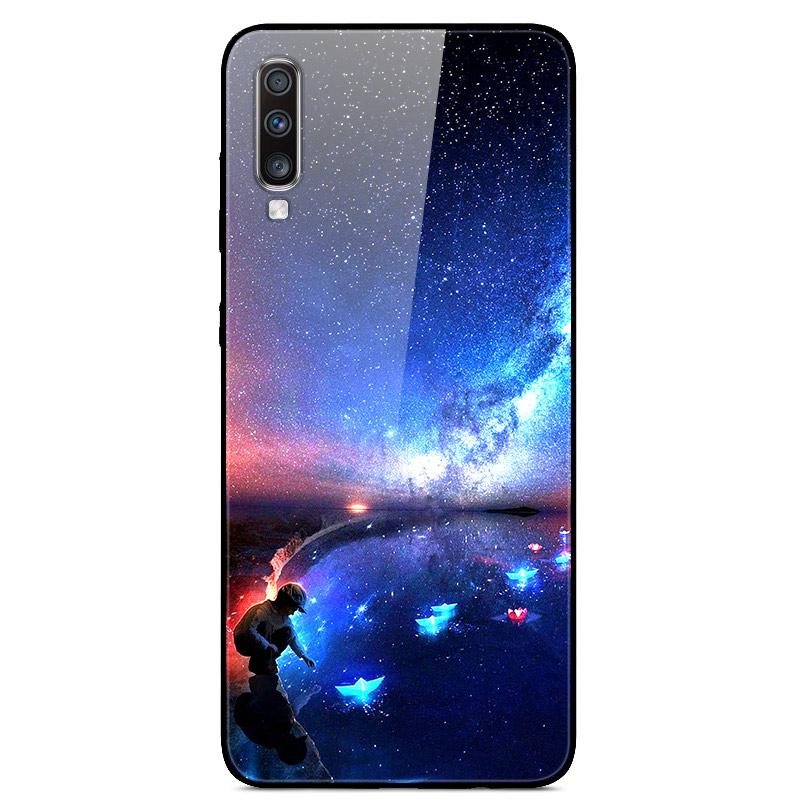 For Samsung A70 Case Cute Pattern Tempered Glass Back Hard Cover Case For Samsung Galaxy A70 Phone Cases Coque A70S A 70 Fundas