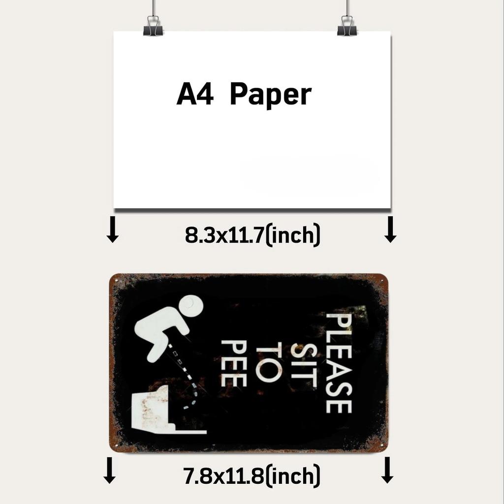 Pictură amuzantă din metal pentru toaletă, semn de tablă, imagine retro, placă de coroziune, cafenea, bar, peșteră, cinema, decor de perete pentru baie